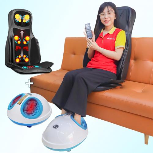 Video video giới thiệu combo 1 - bộ sản phẩm hỗ trợ chăm sóc sức khỏe toàn diện từ đầu đến chân - ghế massage nikio nk-181 và máy massage chân puli pl-909