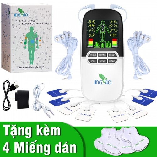 video máy massage xung điện pin sạc 8 miếng dán đèn hồng ngoại jingyao jy-a818